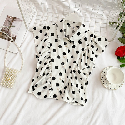 Cămașă modernă de damă cu buline în patru culori