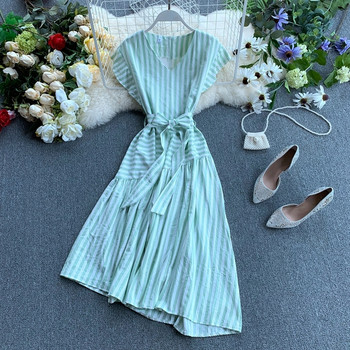 Rochie cu dungi model asimetric in mai multe culori