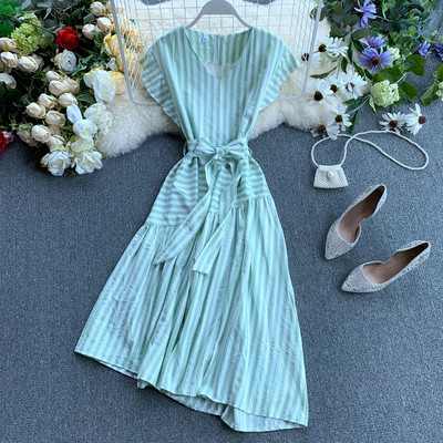 Rochie cu dungi model asimetric in mai multe culori