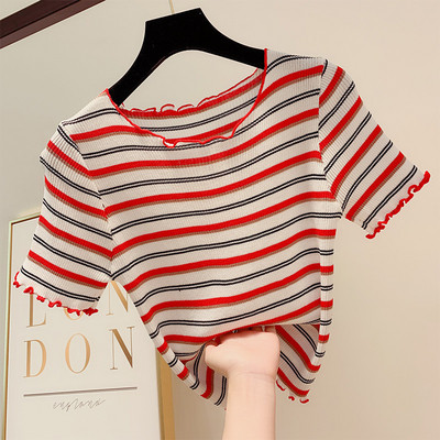 Bluză de damă modernă de culoare cu mâneci scurte în trei culori