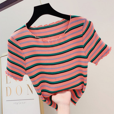 Bluză de damă modernă de culoare cu mâneci scurte în trei culori