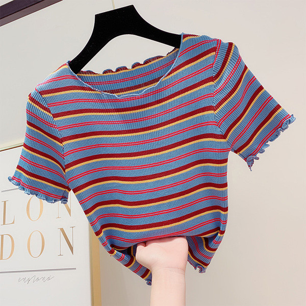 Bluză de damă modernă de culoare cu mâneci scurte în trei culori