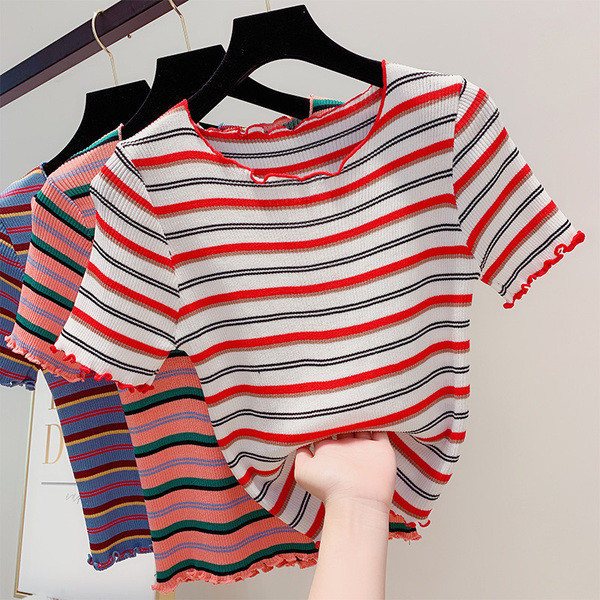 Bluză de damă modernă de culoare cu mâneci scurte în trei culori