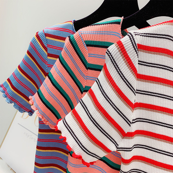 Bluză de damă modernă de culoare cu mâneci scurte în trei culori