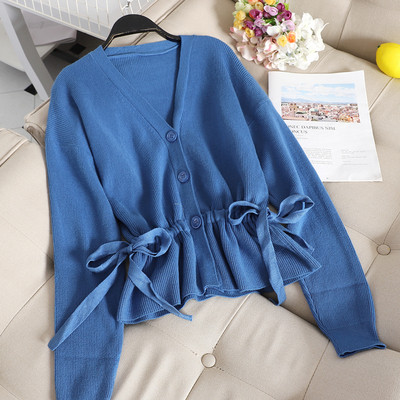 Cardigan dama cu nasturi si cravate in patru culori