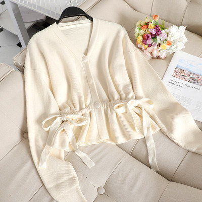 Cardigan dama cu nasturi si cravate in patru culori