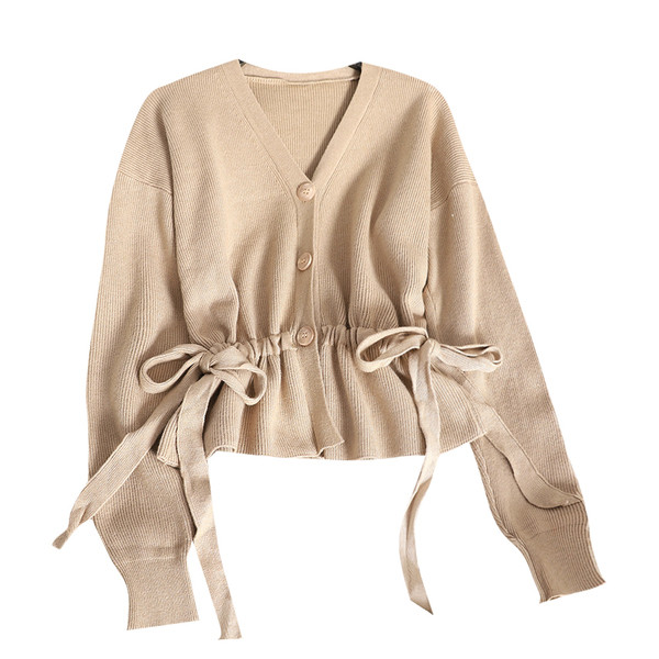 Cardigan dama cu nasturi si cravate in patru culori