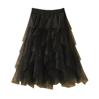 Актуална дамска пола в няколко цвята с тюл