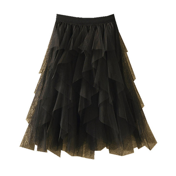 Актуална дамска пола в няколко цвята с тюл