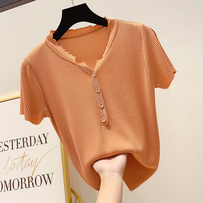 Bluza de dama cu nasturi si maneca scurta