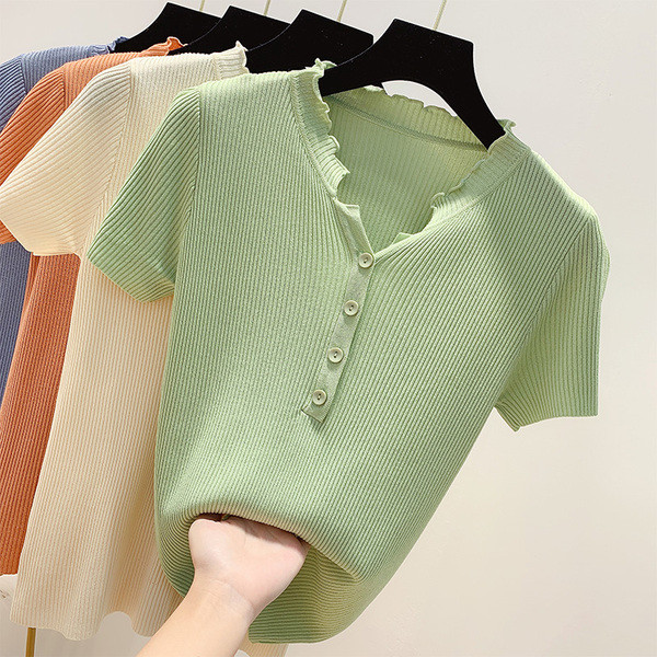 Bluza de dama cu nasturi si maneca scurta