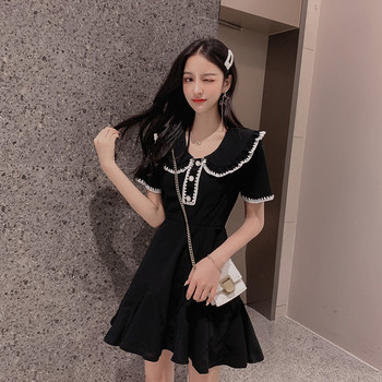 Rochie casual dama - model croiat in culoarea neagra