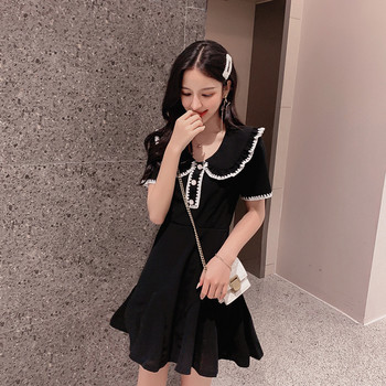 Rochie casual dama - model croiat in culoarea neagra