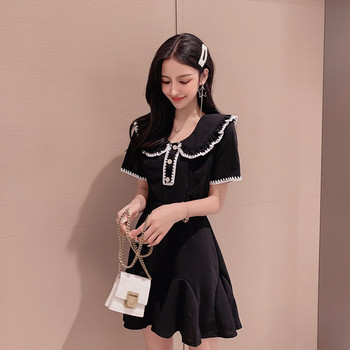 Rochie casual dama - model croiat in culoarea neagra