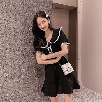 Rochie casual dama - model croiat in culoarea neagra