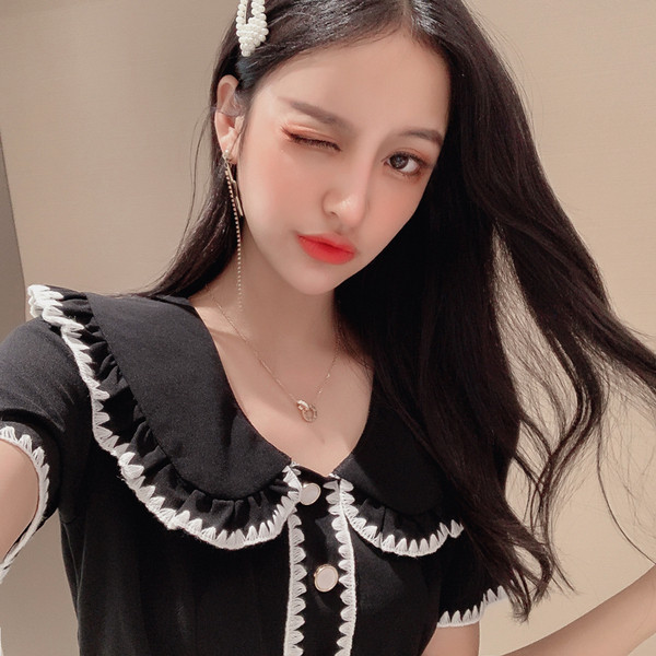 Rochie casual dama - model croiat in culoarea neagra