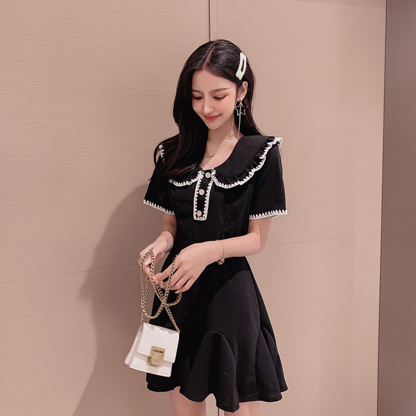 Rochie casual dama - model croiat in culoarea neagra