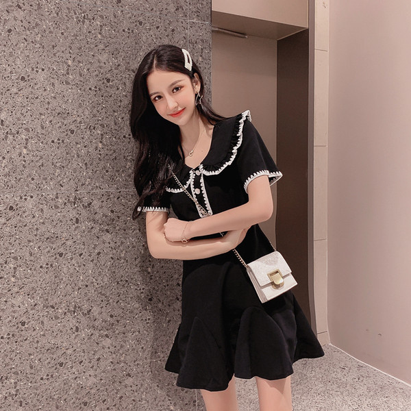 Rochie casual dama - model croiat in culoarea neagra