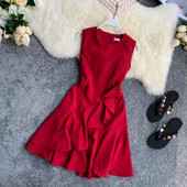 Rochie elegantă de damă, cu decolteu O, în mai multe culori diferite