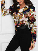 Cămașă elegantă de damă, cu mâneci lungi, cu model