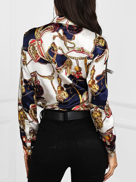 Cămașă elegantă de damă, cu mâneci lungi, cu model