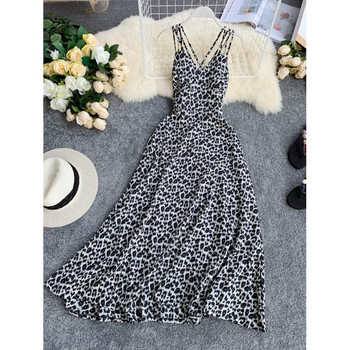 Rochie actuala de dama cu bretele subtiri si model animal