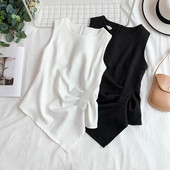 Maiou modern de damă model asimetric în alb și negru