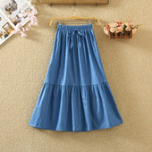 Fusta casual de dama cu cravate in albastru