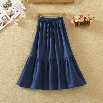 Fusta casual de dama cu cravate in albastru