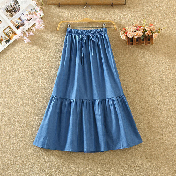 Fusta casual de dama cu cravate in albastru