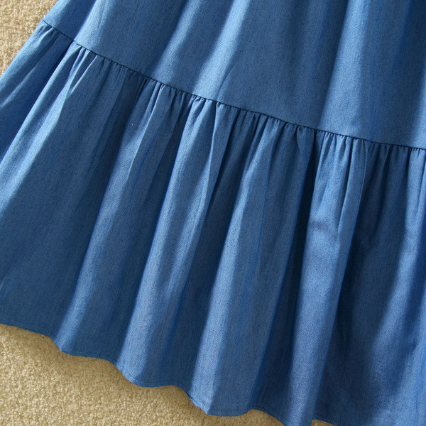 Fusta casual de dama cu cravate in albastru