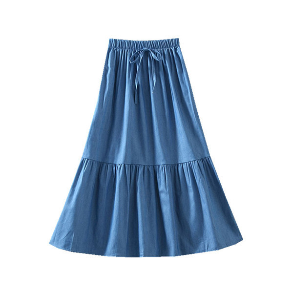 Fusta casual de dama cu cravate in albastru