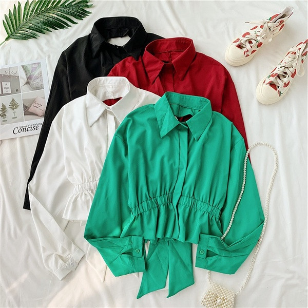 Cămașă modernă de damă cu guler în patru culori