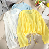 Bluza de dama in mai multe culori cu cravate si maneci lungi