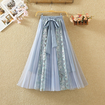 Fusta de dama eleganta cu tul si dantela in mai multe culori