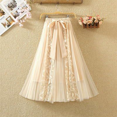 Fusta de dama eleganta cu tul si dantela in mai multe culori