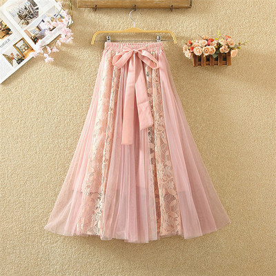 Fusta de dama eleganta cu tul si dantela in mai multe culori