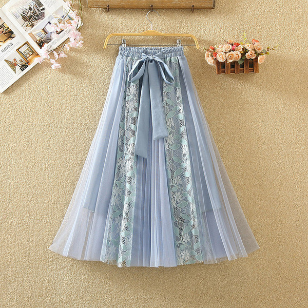 Fusta de dama eleganta cu tul si dantela in mai multe culori