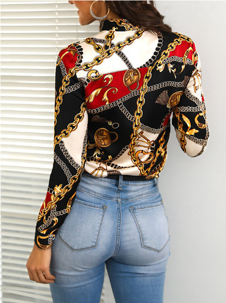 Cămașă elegantă de damă, cu mâneci lungi, cu model