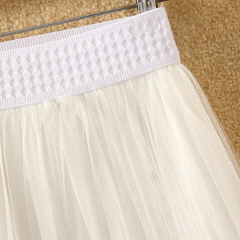 Fusta de dama moderna cu tul in alb si negru