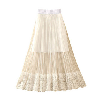 Fusta de dama moderna cu tul in alb si negru