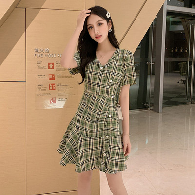 Rochie actuală de damă în carouri în două culori