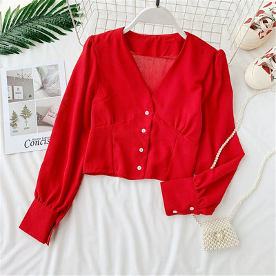 Cămașă de damă cu mâneci lungi și nasturi