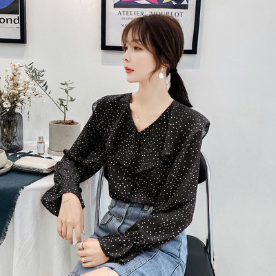 Cămașă modernă de damă în roșu și negru cu mâneci lungi