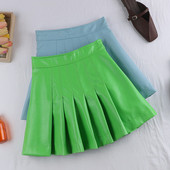 Fusta de dama moderna in albastru si verde cu fermoar