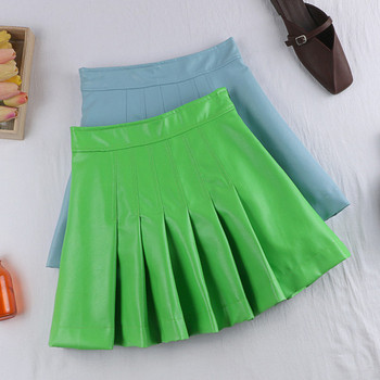 Fusta de dama moderna in albastru si verde cu fermoar