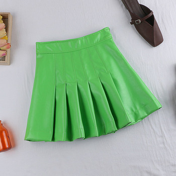 Fusta de dama moderna in albastru si verde cu fermoar