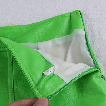 Fusta de dama moderna in albastru si verde cu fermoar