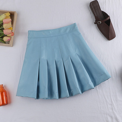 Fusta de dama moderna in albastru si verde cu fermoar