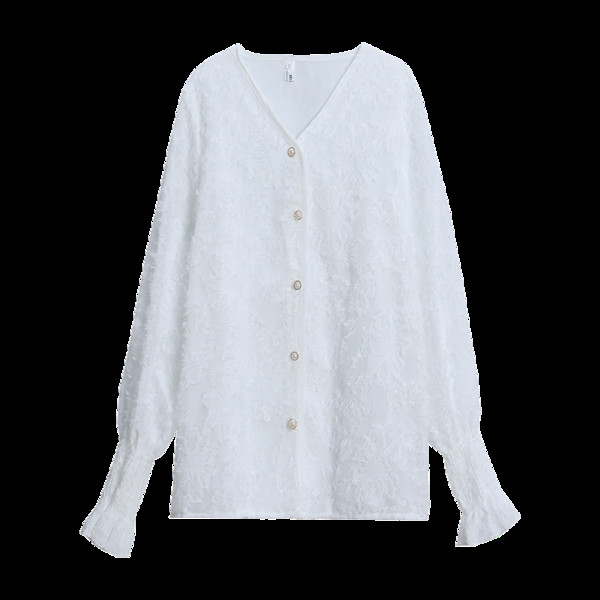 Cămașă elegantă de damă în alb și nasturi